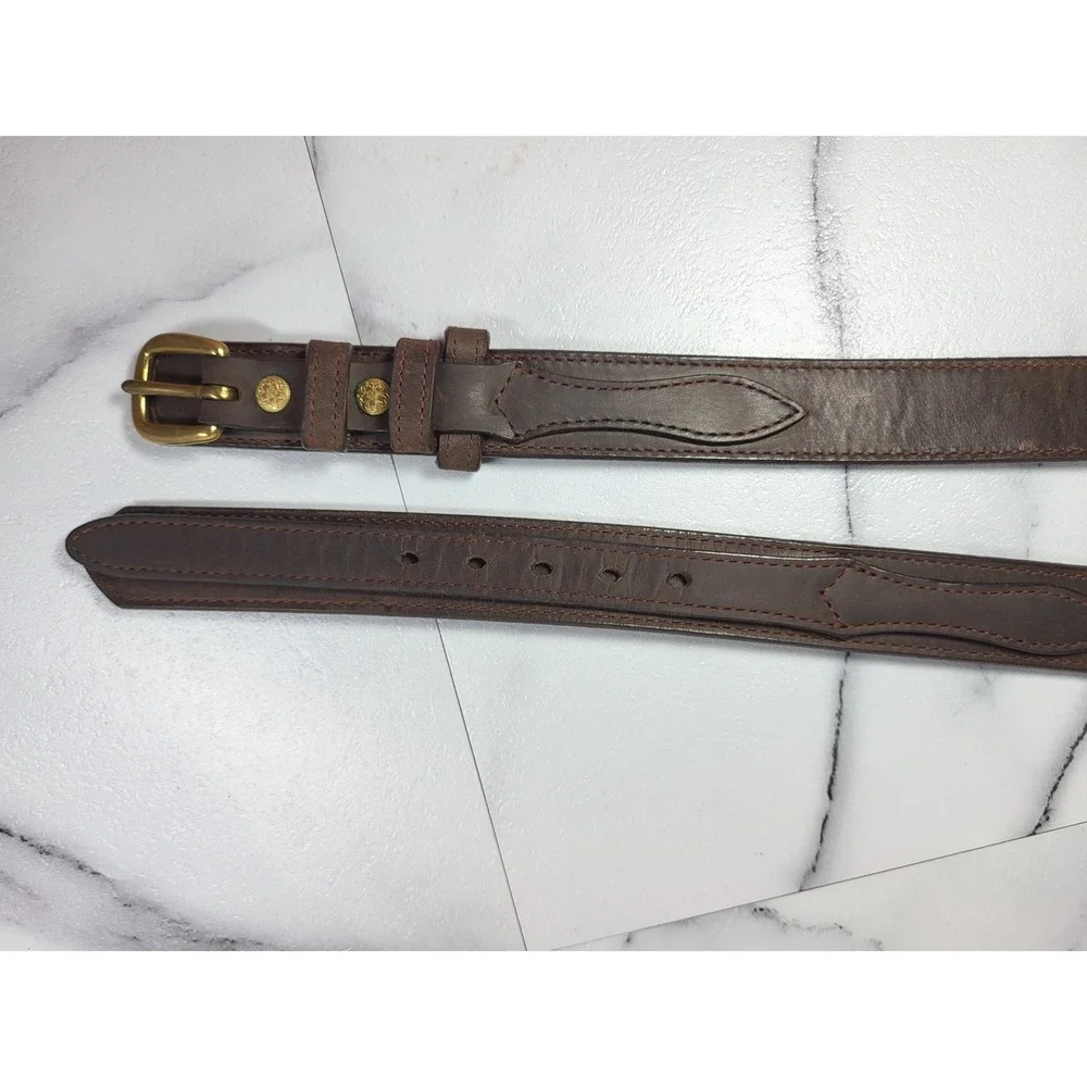 Schaefer Outfitter Mens Dark Brown‎ Leather Western Belt Brass Buckle 38 USA